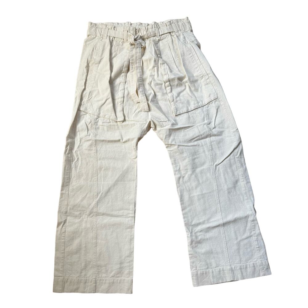 NWT Free People Sky Rider Drop Crotch Harem Ecru Cotton Linen Pants Size Large - Picture 3 of 8